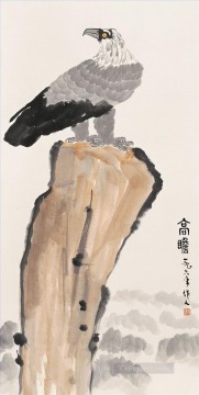 古い中国のインクの岩の上の呉祖人ワシ Oil Paintings